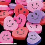 144 Mini Smile Face Heart Erasers 3 4 Inch  B00ATS0DWI